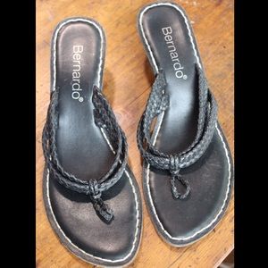 Black Bernardo Wedge Sandals